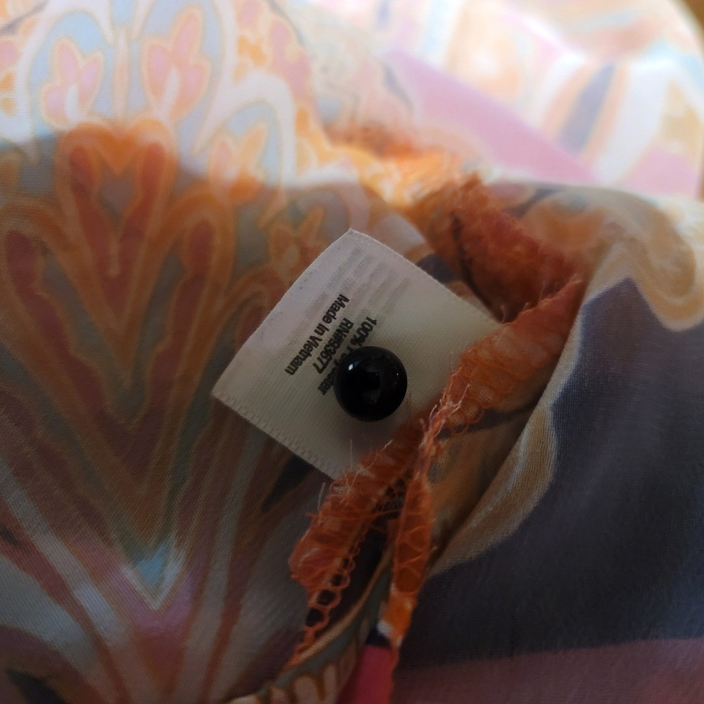 a.n.a A New Approach Women Paisley Sleeveless Chiffon Top Orange Pink Large - Picture 5 of 5